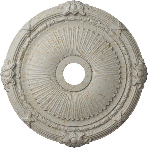 Ekena Millwork Heaton Medallion (Canopies up to 6 1/2"), 27 1/2"OD x 3 7/8"ID x 2 1/4"P, Pot of Cream Crackle CM27HEPCC - main